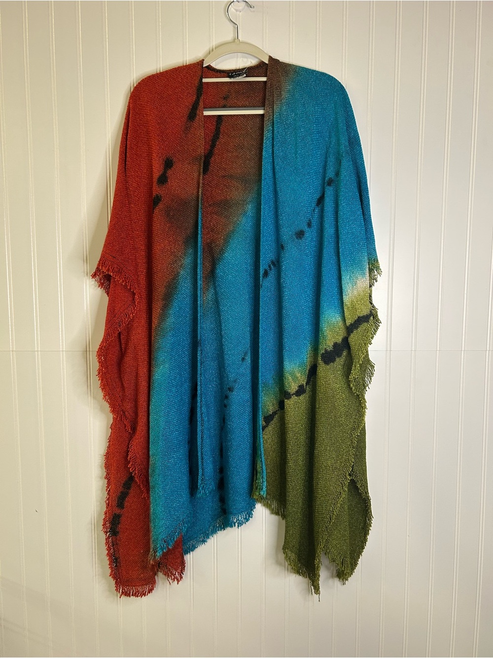 Dilemma NY Handpainted OS Art-to-wear Artsy Woven Poncho Boho One Size - Picture 2 of 6